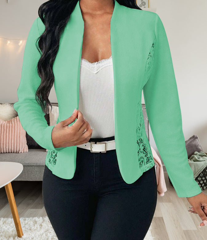 Women's Elegant Blazer Jacket with Lace Accents Mune