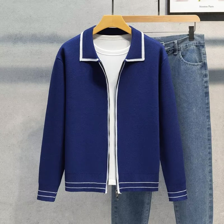 Women's Fashionable Zip-Up Cardigan with Contrast Details Mune Fashion
