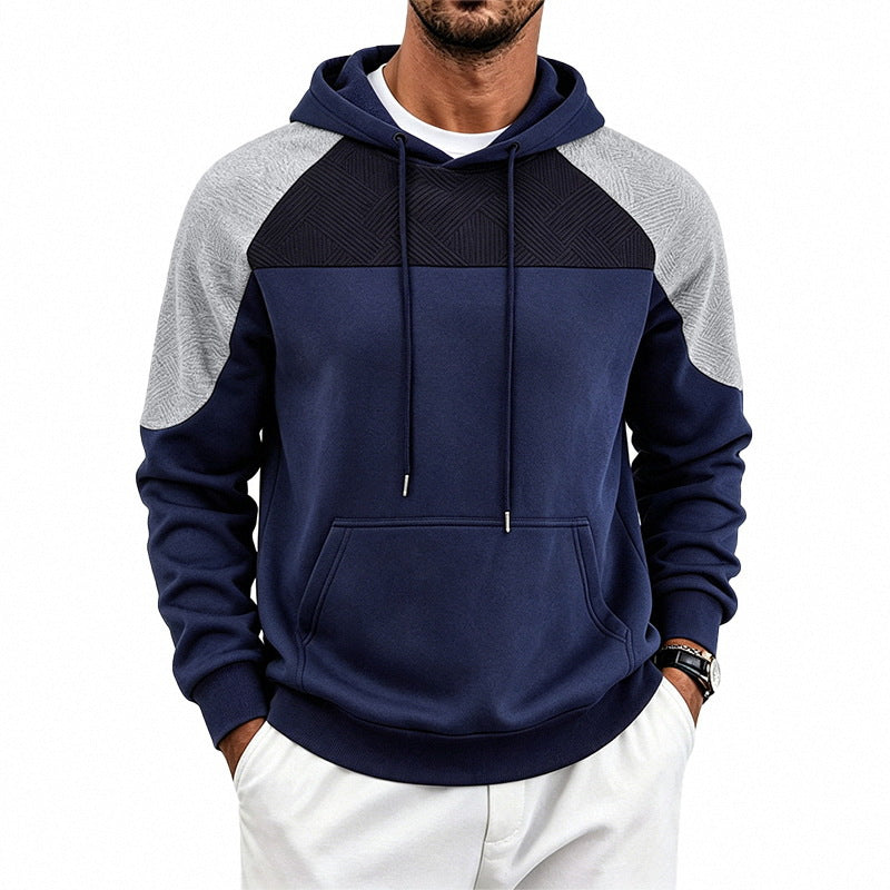 Men's hooded sweatshirt made of French Terry with waffle structure inserts and kangaroo pocket Mune Fashion