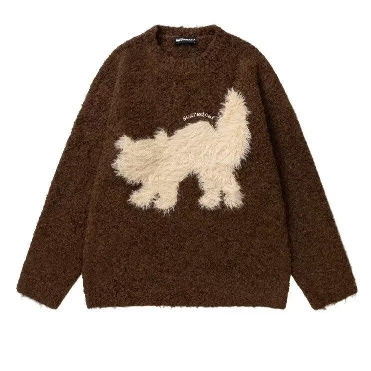 Women's Cozy Sweater with Effect Yarn and Animal Motif Mune Fashion