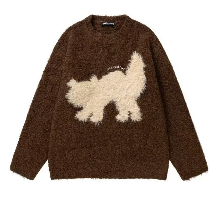 Women's Cozy Sweater with Effect Yarn and Animal Motif Mune Fashion