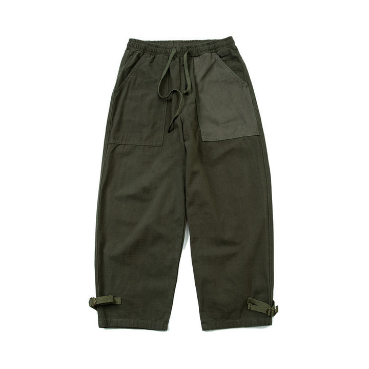 Men's Loose Fit Utility Cargo Pants with Drawstring Waist and Adjustable Leg Straps Mune Fashion