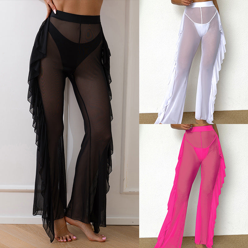 Ladies Elegant Beach Pants with Playful Ruffle Details Mune Fashion