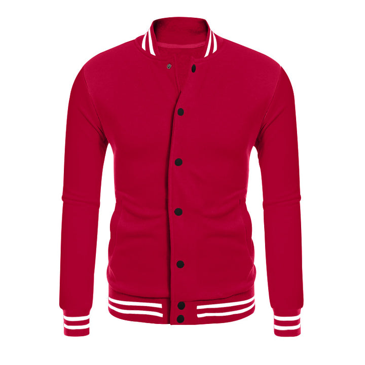Men's College Bomber Jacket in Varsity Style with Snap Button Placket and Ribbed Cuffs Mune Fashion