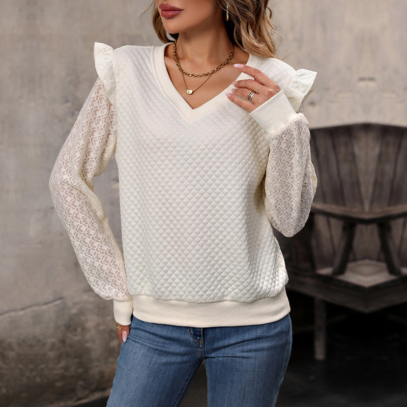 Women Playful Knit Sweater with Ruffle Details Mune Fashion