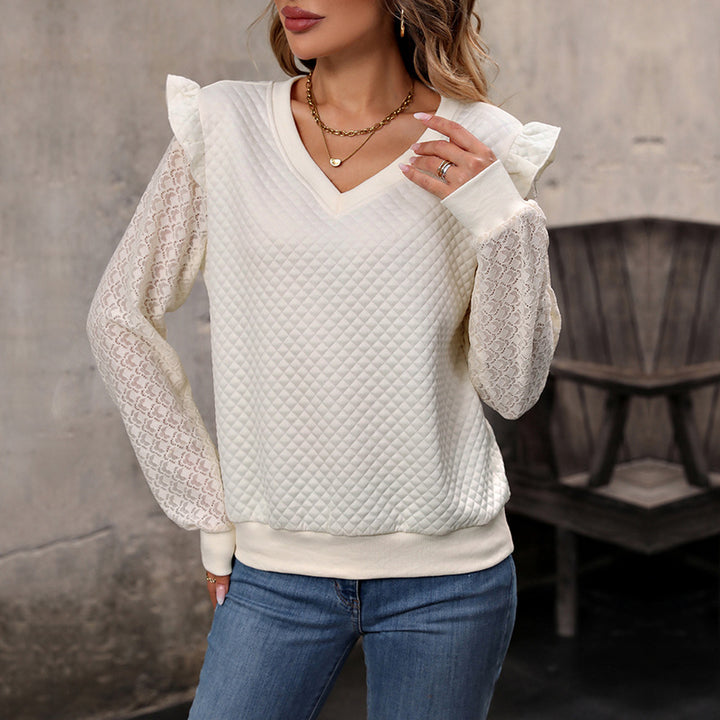 Women Playful Knit Sweater with Ruffle Details Mune Fashion