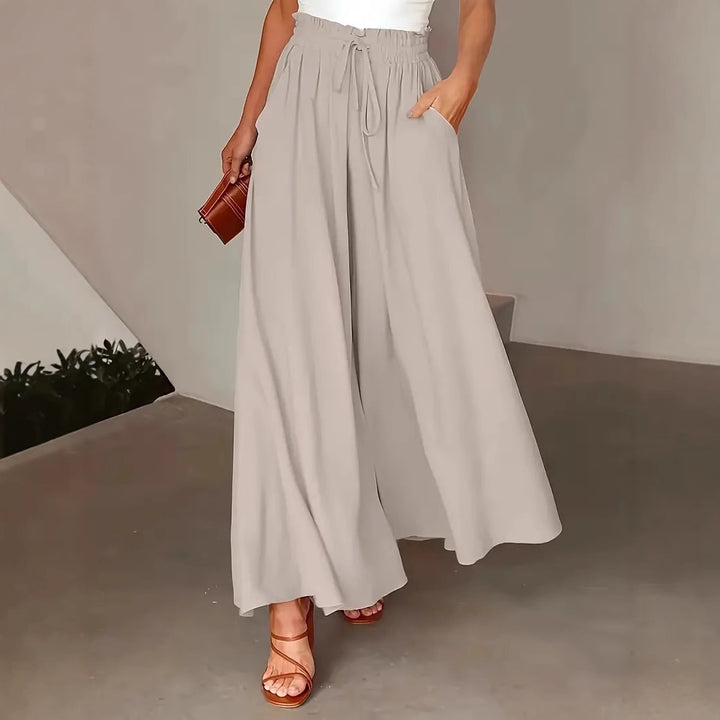 Women's Wide Cut Summer Pants with Polka Dot Design Mune Fashion