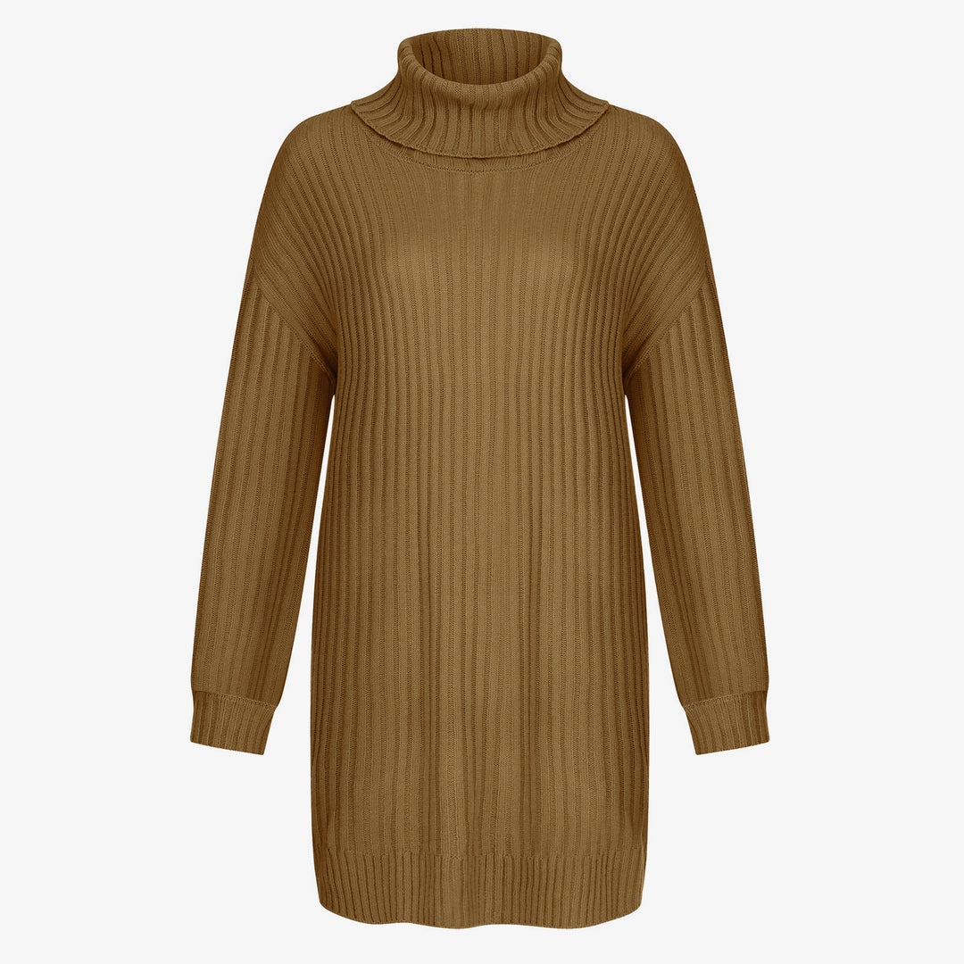Women's Ribbed Turtleneck Tunic with Boxy Oversized Fit Mune Fashion