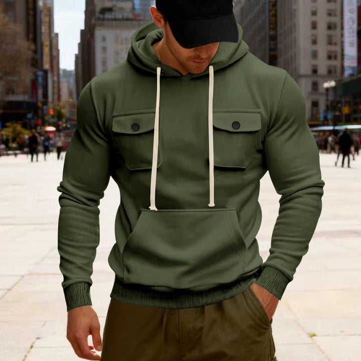 Men's urban hoodie with chest flaps, kangaroo pocket, and athletic fit Mune Fashion