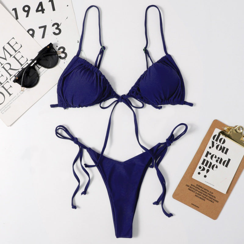 Women's bikini set with adjustable tie straps and fashionable leopard print Mune Fashion