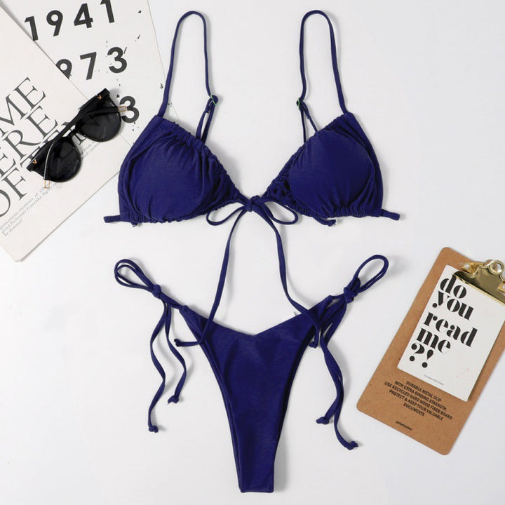 Women's bikini set with adjustable tie straps and fashionable leopard print Mune Fashion