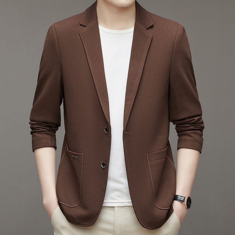 Men's Unstructured Leisure Blazer in Waffle Knit with Patch Pockets Mune Fashion
