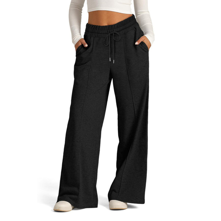 Women's wide sweatpants with high waistband and drawstring Mune Fashion
