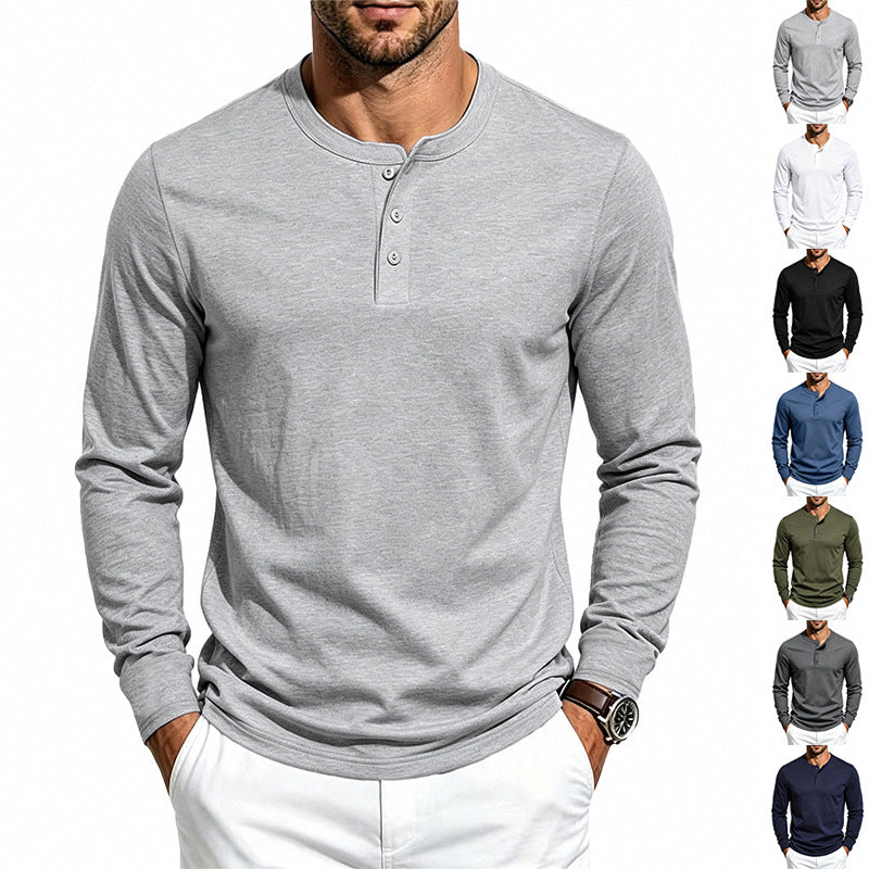 Men's Long Sleeve Henley Shirt made of fine waffle texture with 3-button placket Mune Fashion