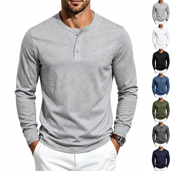 Men's Long Sleeve Henley Shirt made of fine waffle texture with 3-button placket Mune Fashion