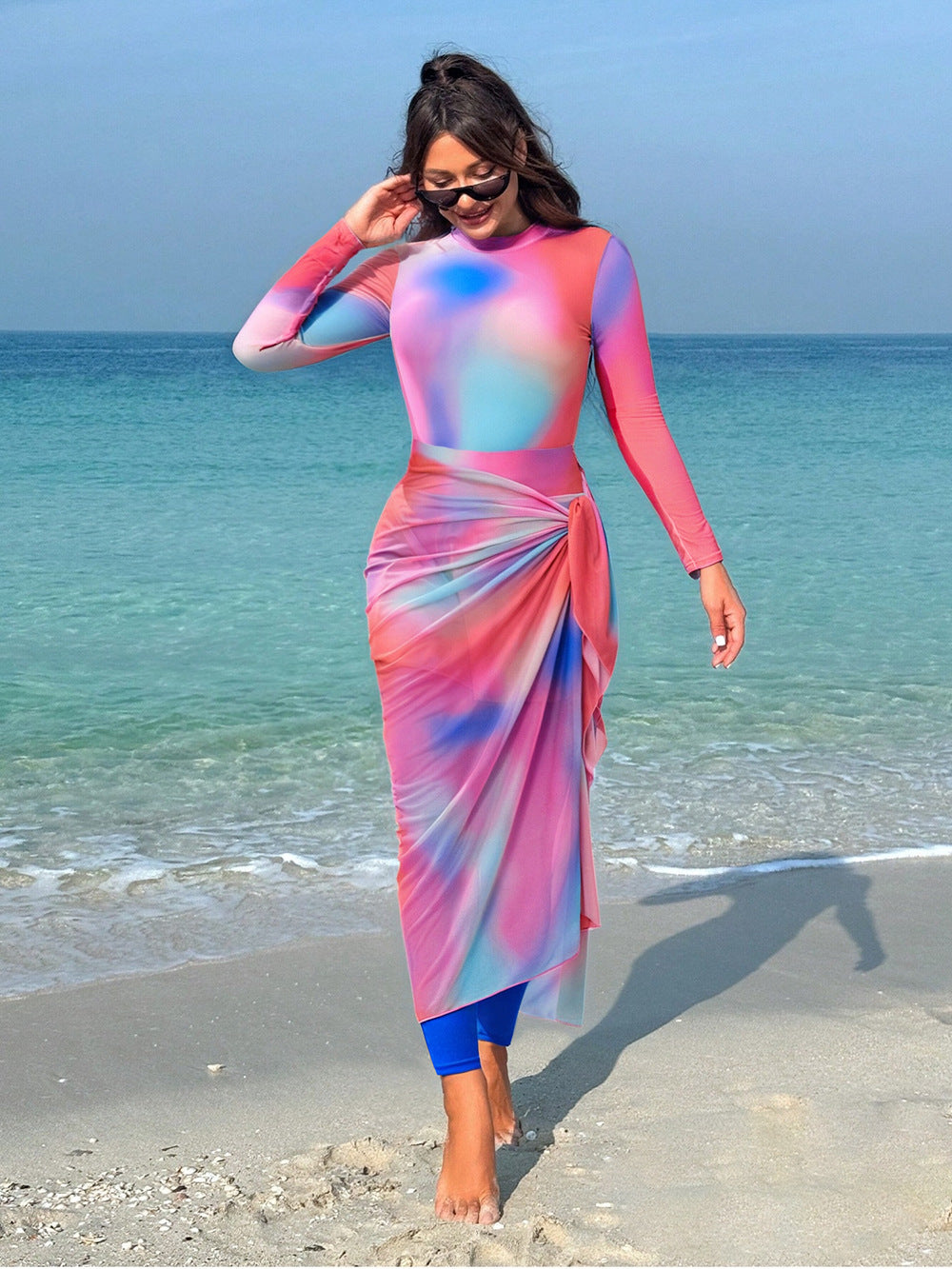 Women’s fashionable swimsuit with long sleeves and flared skirt Mune Fashion