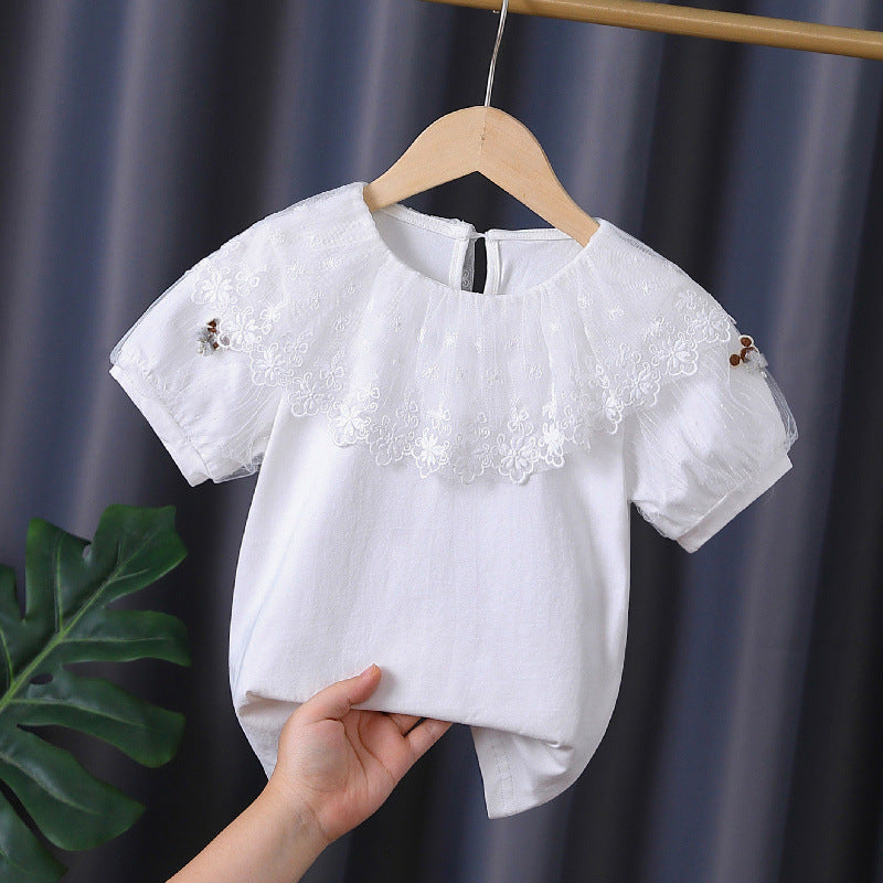 Girls T-Shirt with elegant lace trim Mune Fashion