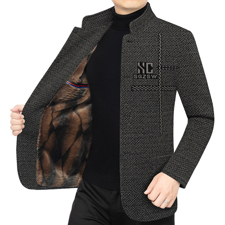 Men's Padded City Blazer with Stand-up Collar and Luxurious Teddy Lining Mune Fashion