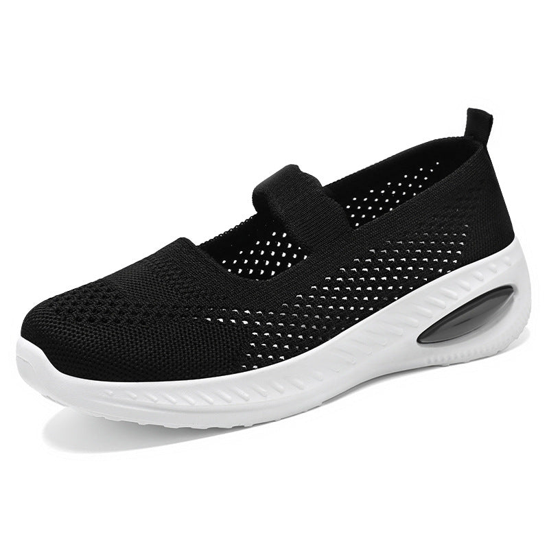 Women's knitted Mary-Jane comfort sneaker with elastic strap and visible air-cushion midsole Mune Fashion