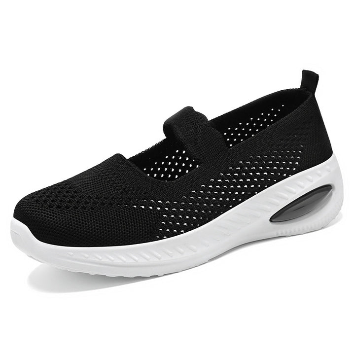 Women's knitted Mary-Jane comfort sneaker with elastic strap and visible air-cushion midsole Mune Fashion