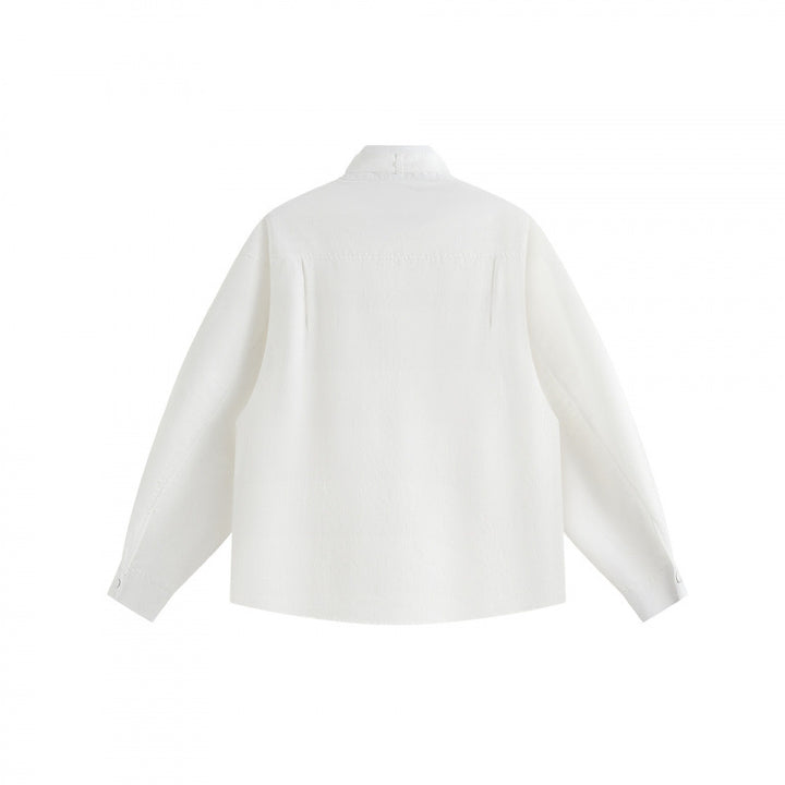 Unisex Boxy Overshirt with Stand Collar, Tie Loop and Snap Button Placket Mune Fashion