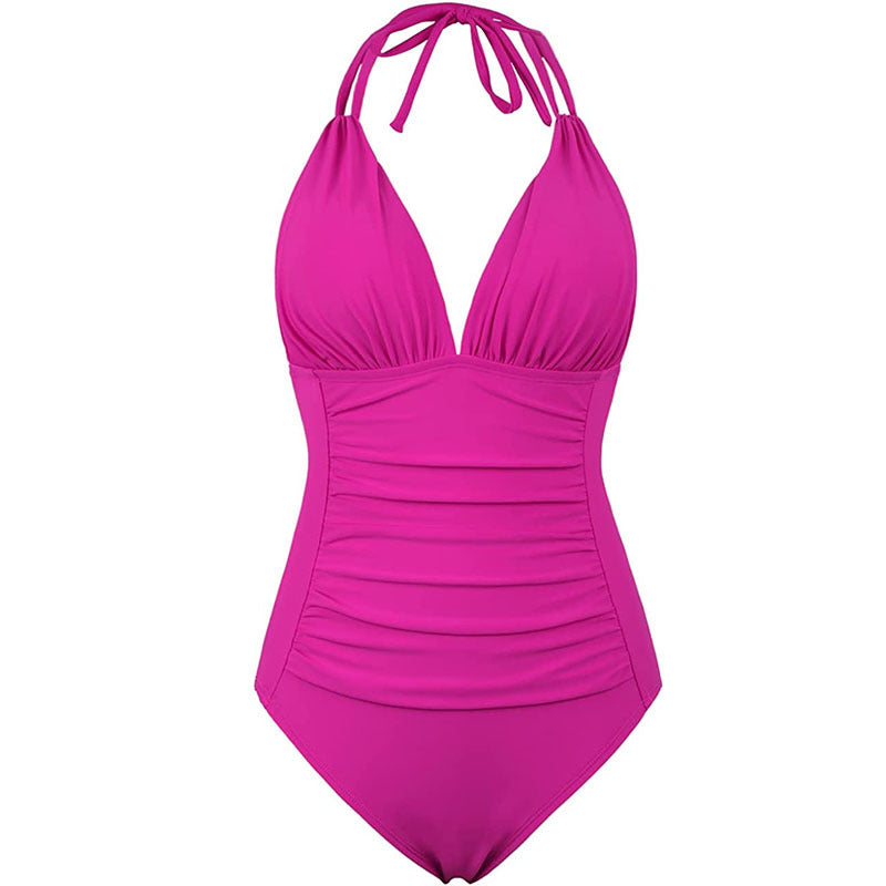 Ladies' One-Piece Swimsuit with Figure-Shaping Ruffle Design Mune Fashion