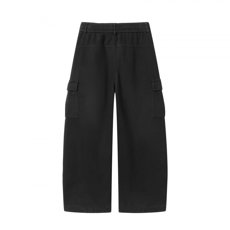 Women's Wide Cargo Pants with Drawstring Waistband, Flap Pockets, and Wide Leg Mune Fashion