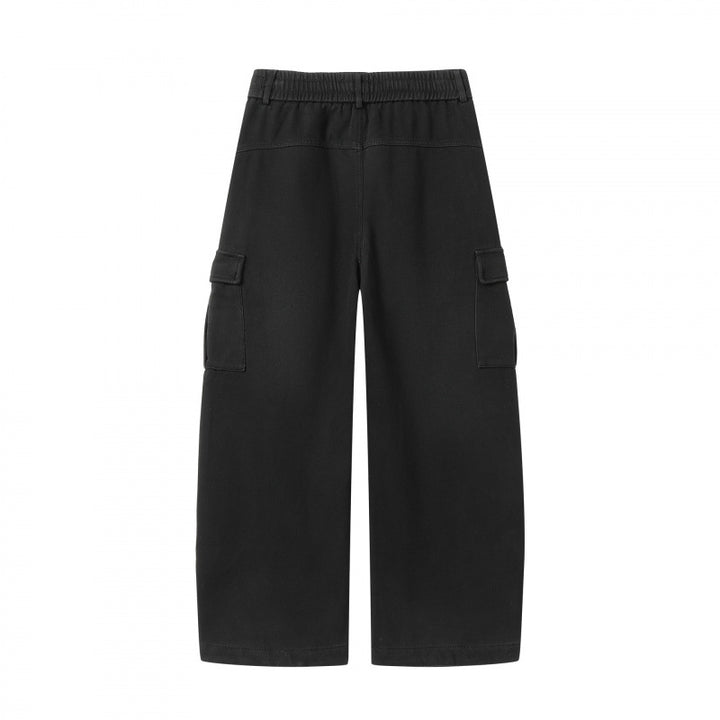 Women's Wide Cargo Pants with Drawstring Waistband, Flap Pockets, and Wide Leg Mune Fashion