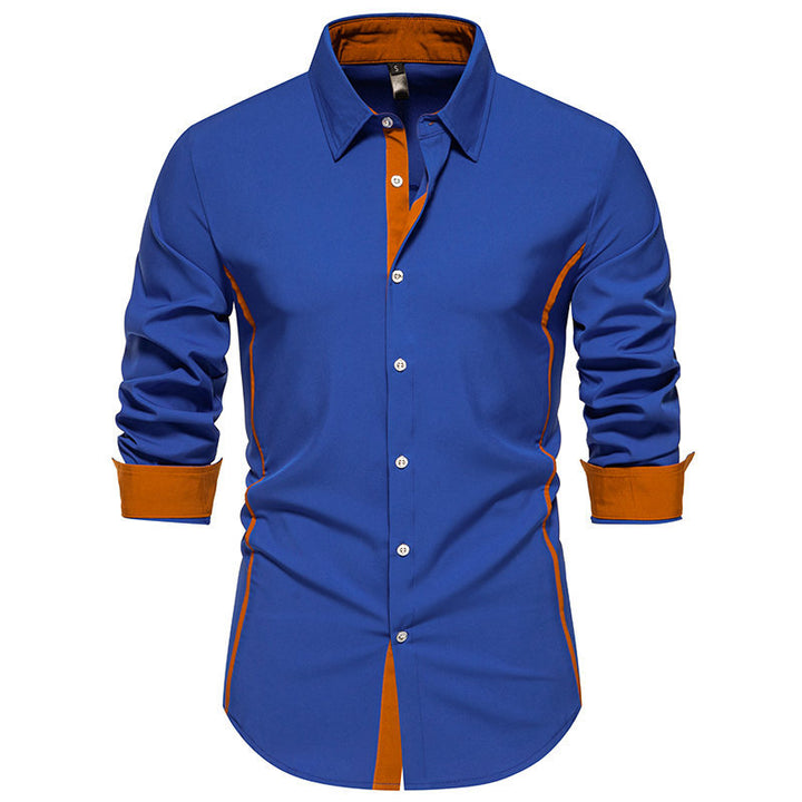 Men's Contrast Trim Slim-Fit Business Shirt with Cuffs Mune Fashion