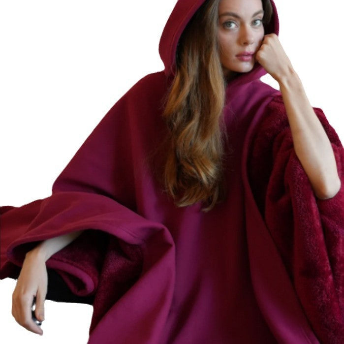 Unisex hooded poncho blanket with soft lining and generous oversized fit Mune Fashion