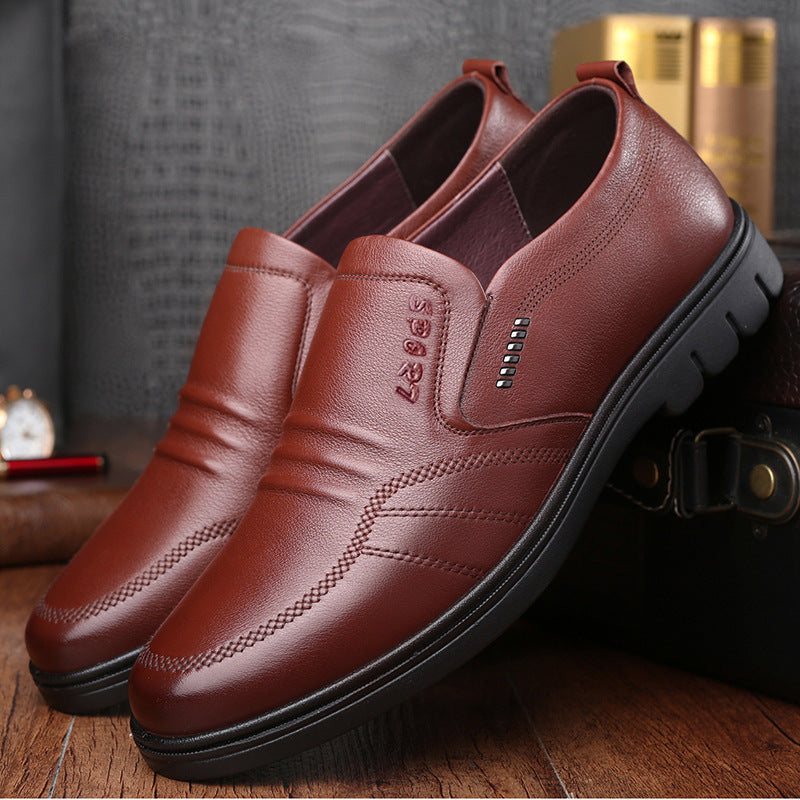 Men's Business-Casual Slippers made of smooth artificial leather with shock-absorbing rubber sole Mune Fashion