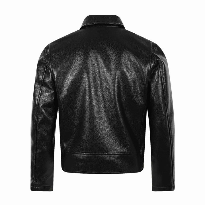 Men's Asymmetrical Biker Jacket Made of Faux Leather with Studded Hem and Multiple Zippers Mune Fashion