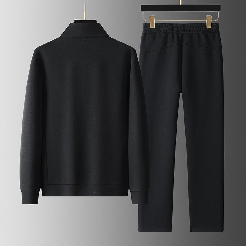 Men's Two-Piece Sporty Training Set with Stand Collar Zip Jacket & Tapered Jogging Pants Mune Fashion