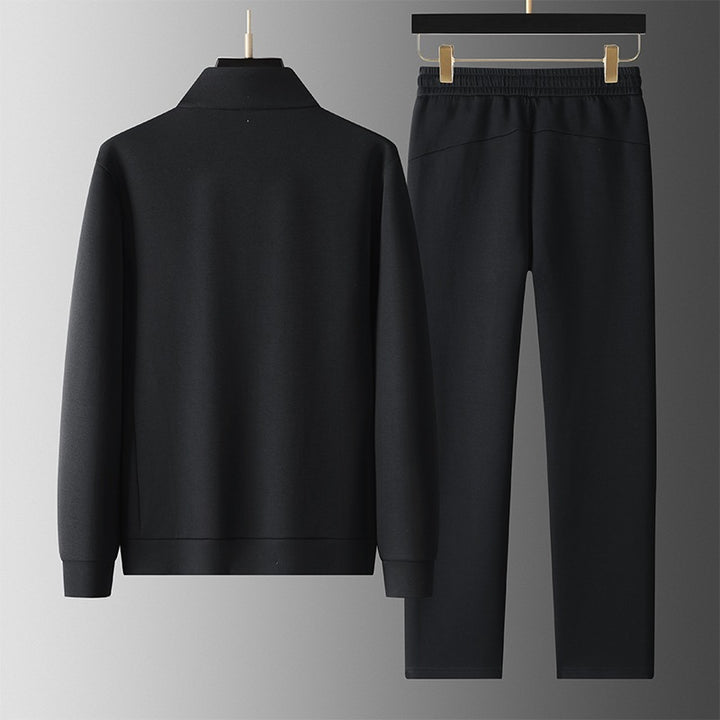 Men's Two-Piece Sporty Training Set with Stand Collar Zip Jacket & Tapered Jogging Pants Mune Fashion