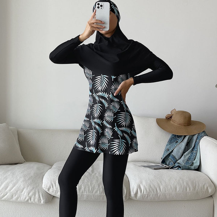 Women's Stylish 360-Degree Swimsuit with Integrated Hijab Mune Fashion
