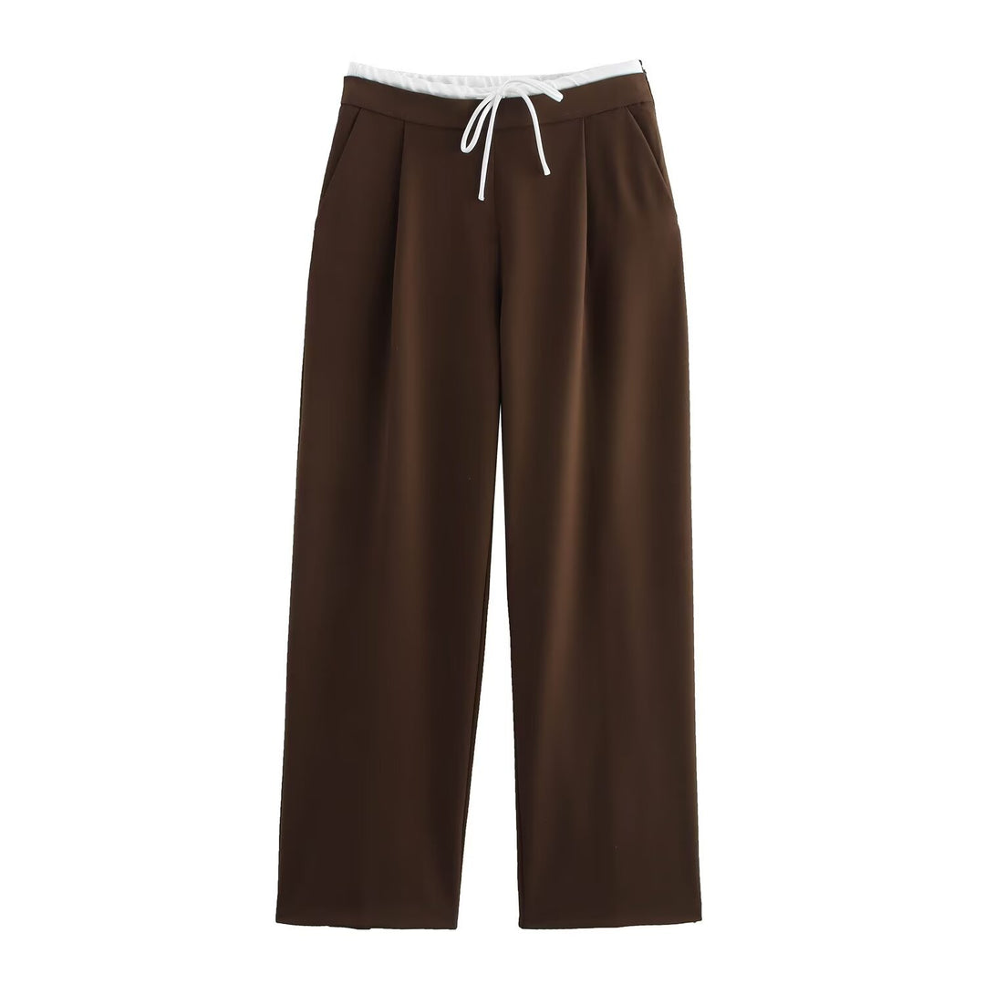 Women 60+ wide Highwaist Palazzo pants with drawstring waistband and crease Mune Fashion
