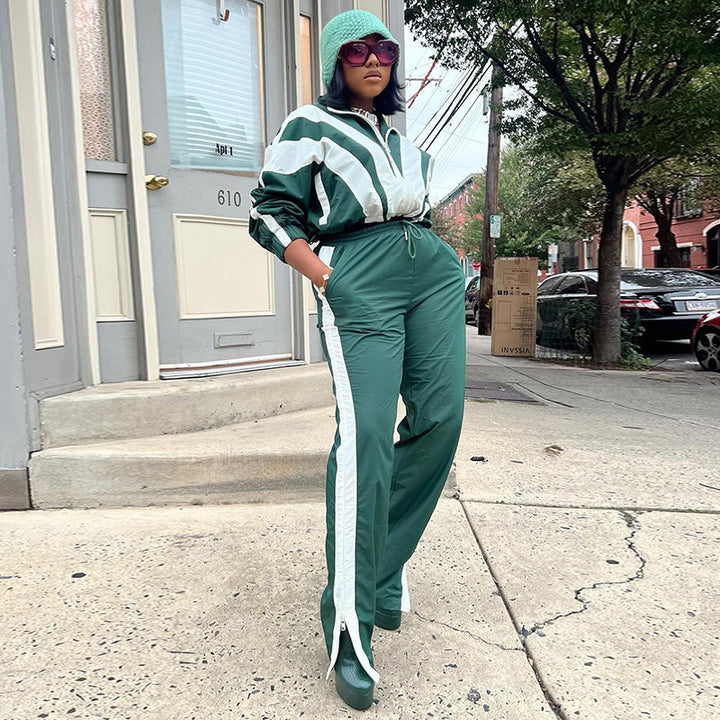 Women cropped sporty bomber jacket with full zip and fitted drawstring Mune Fashion