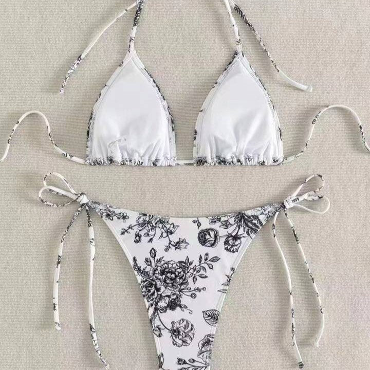 Women's triangle bikini set with delicate floral patterns Mune Fashion