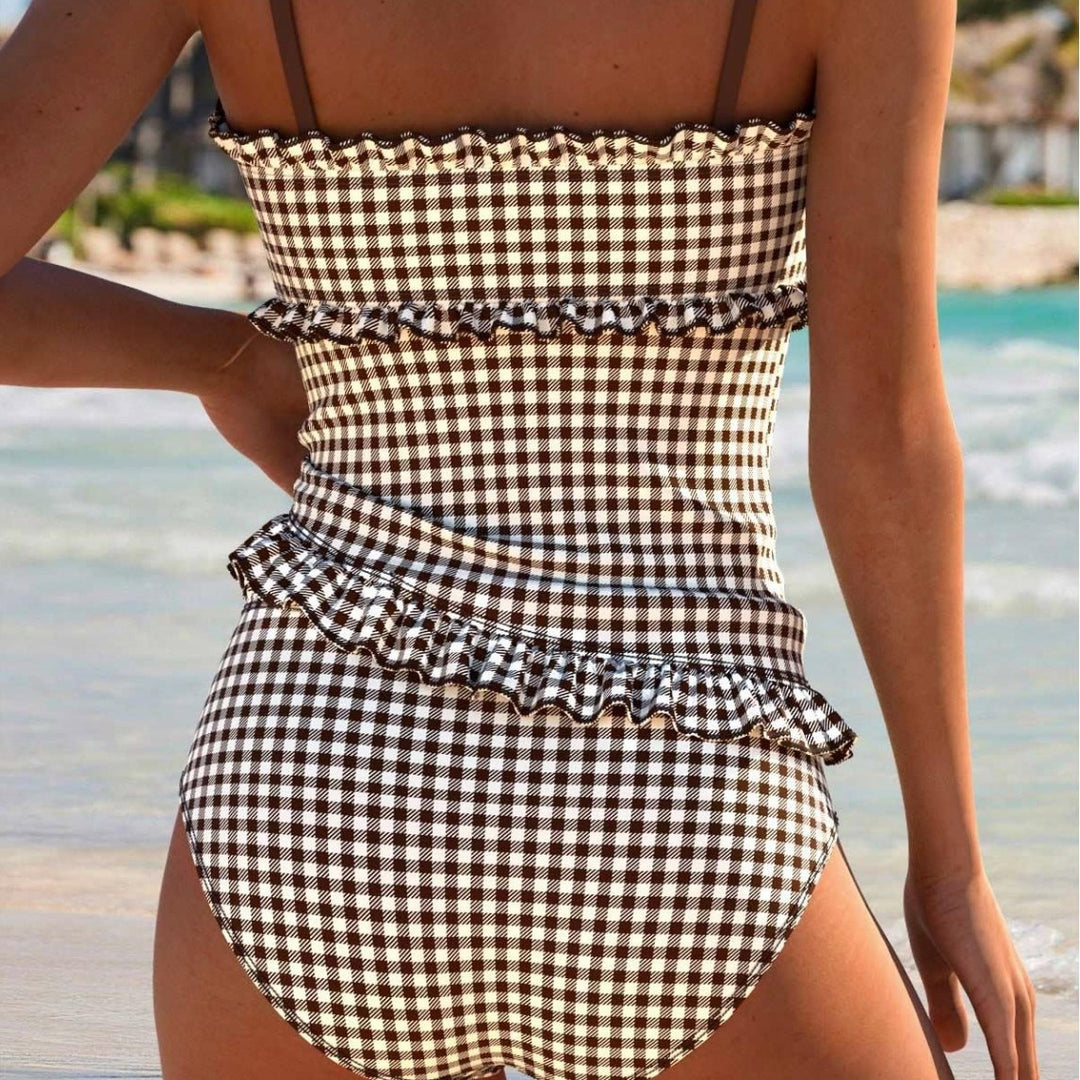 Ladies Colorful Ruffled Shirt-Tankini Mune Fashion