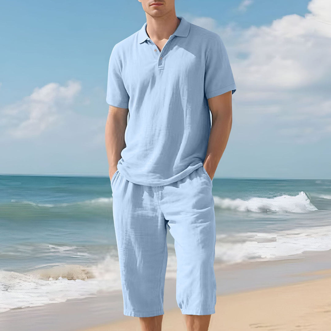 Men's light polo and bermuda set made of silky cotton jersey Mune Fashion