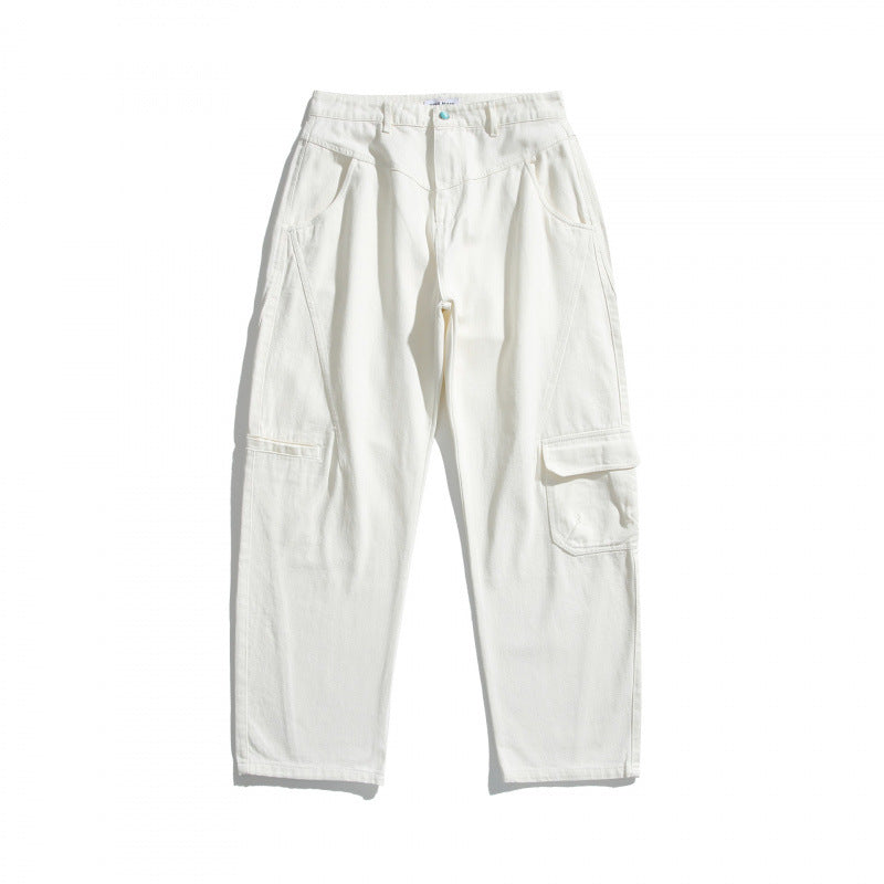 Unisex Wide Utility Cargo Pants made of sturdy cotton denim with a high waist and flap pockets Mune Fashion