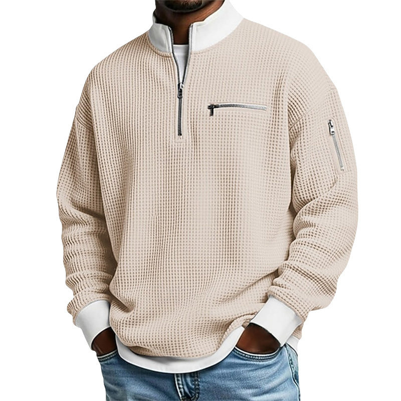 Men's sporty quarter-zip pullover with textured pattern Mune Fashion