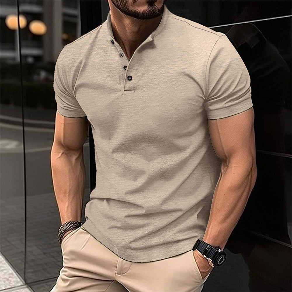 Men's Polo Shirt with Button Placket and Short Sleeves Mune