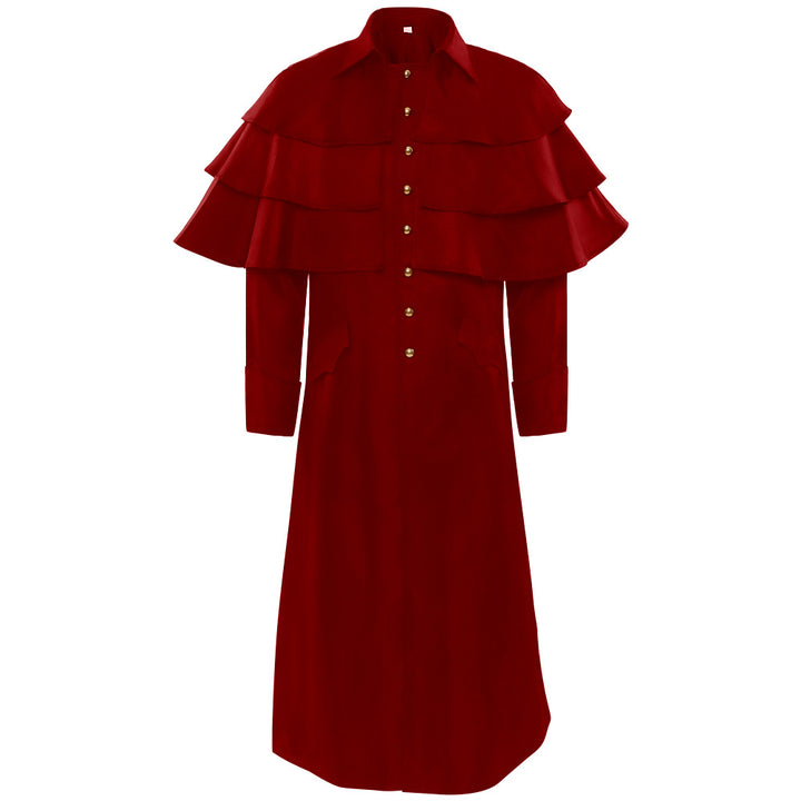 Ladies nan elegant maxicape coat with tiered shoulder capes and stand-up collar Mune Fashion