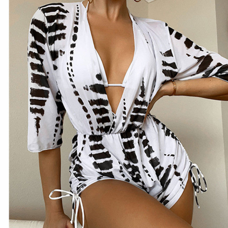 Women's Beach Overall with Floral Pattern Mune Fashion