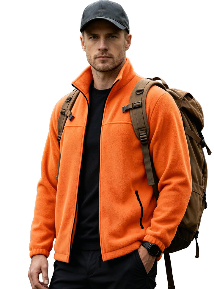 Men's Lightweight Outdoor Fleece Jacket with Stand-Up Collar and Zipper Pockets Mune Fashion