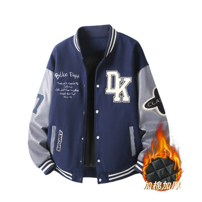 Men's Retro College Varsity Jacket with Quilted Thermal Lining and Applications Mune Fashion