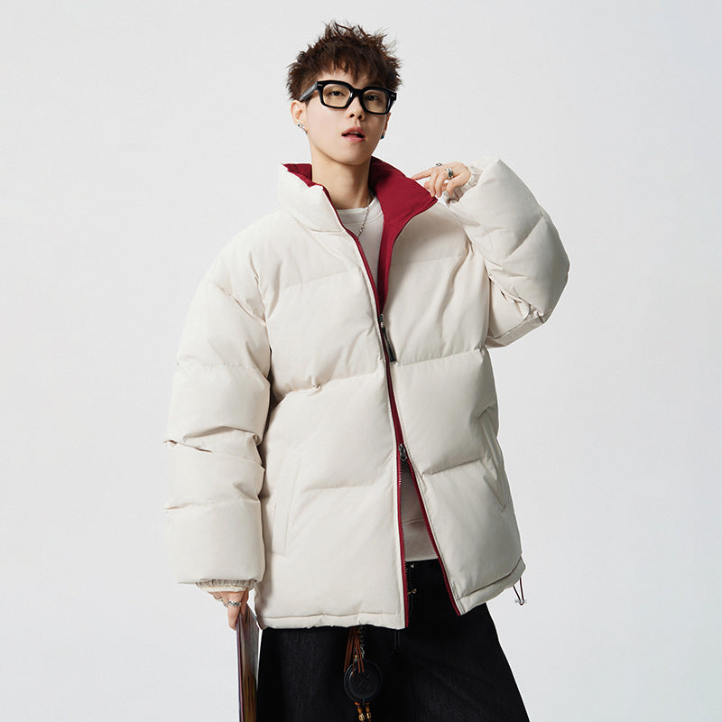 Men's Short Cut Oversized Quilted Jacket with High Collar Mune Fashion