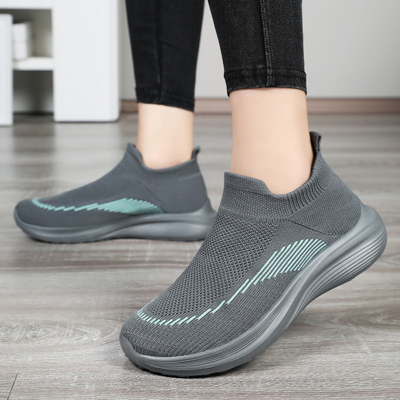 Women's Comfortable and Breathable Slip-On Sneakers with Seamless Knit Surface Mune Fashion