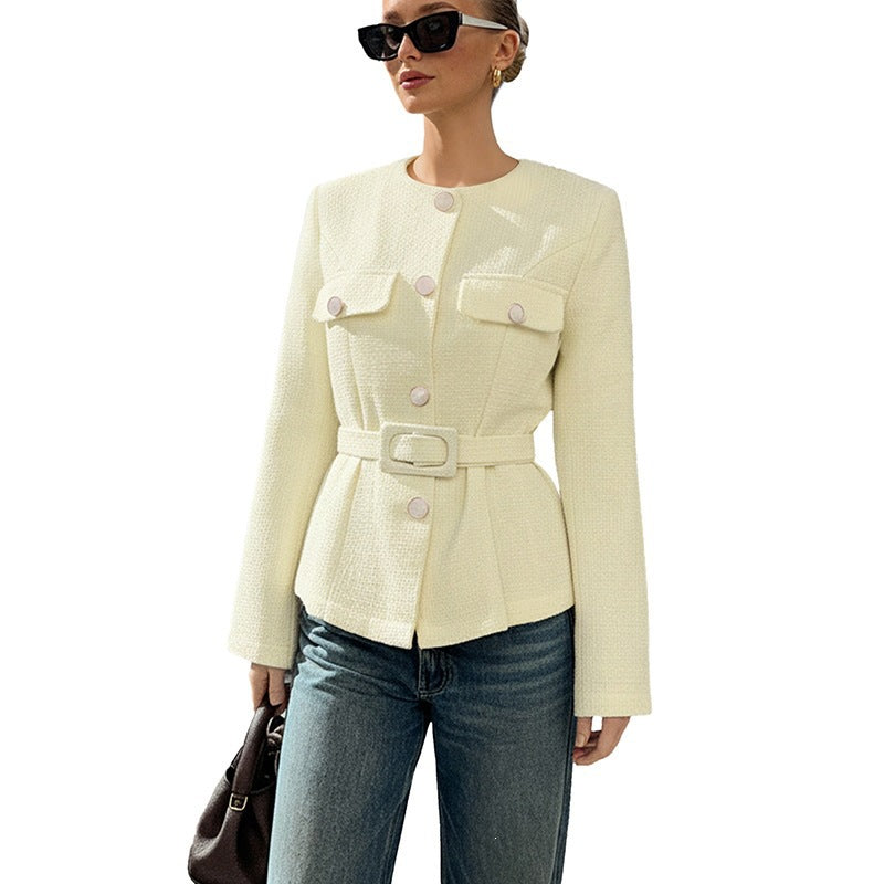 Ladies Fashion Jacket with Waist Belt Mune Fashion
